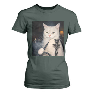 Funny Stoner Cat T Shirt For Women 420 Stoner Smoking Cat Cannabis Lover Meme TS14 Dark Forest Green Print Your Wear