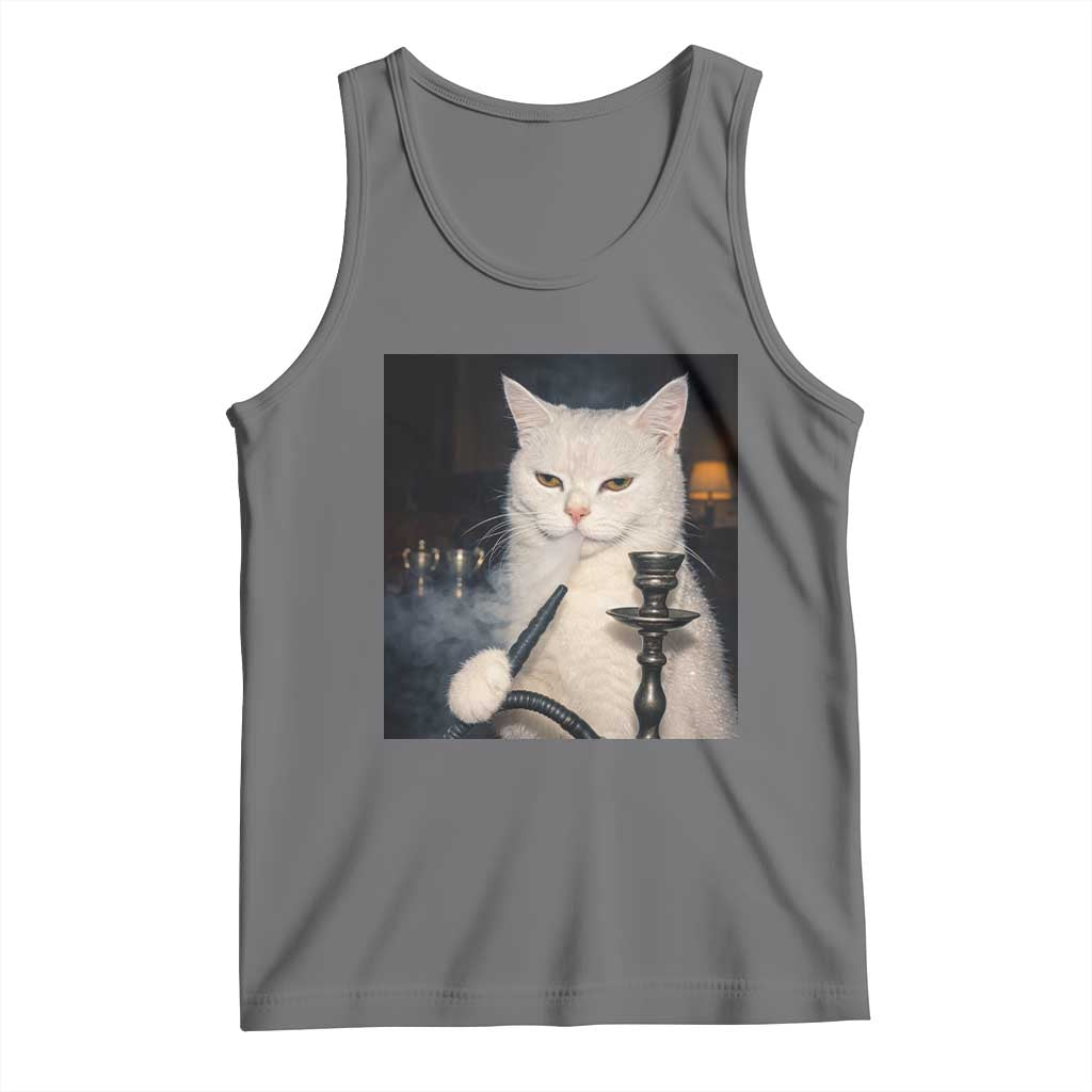 Funny Stoner Cat Tank Top 420 Stoner Smoking Cat Cannabis Lover Meme TS14 Black Heather Print Your Wear