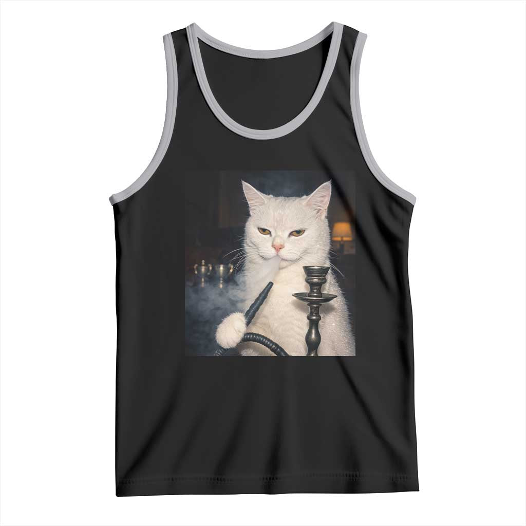 Funny Stoner Cat Tank Top 420 Stoner Smoking Cat Cannabis Lover Meme TS14 Black Athletic Heather Print Your Wear