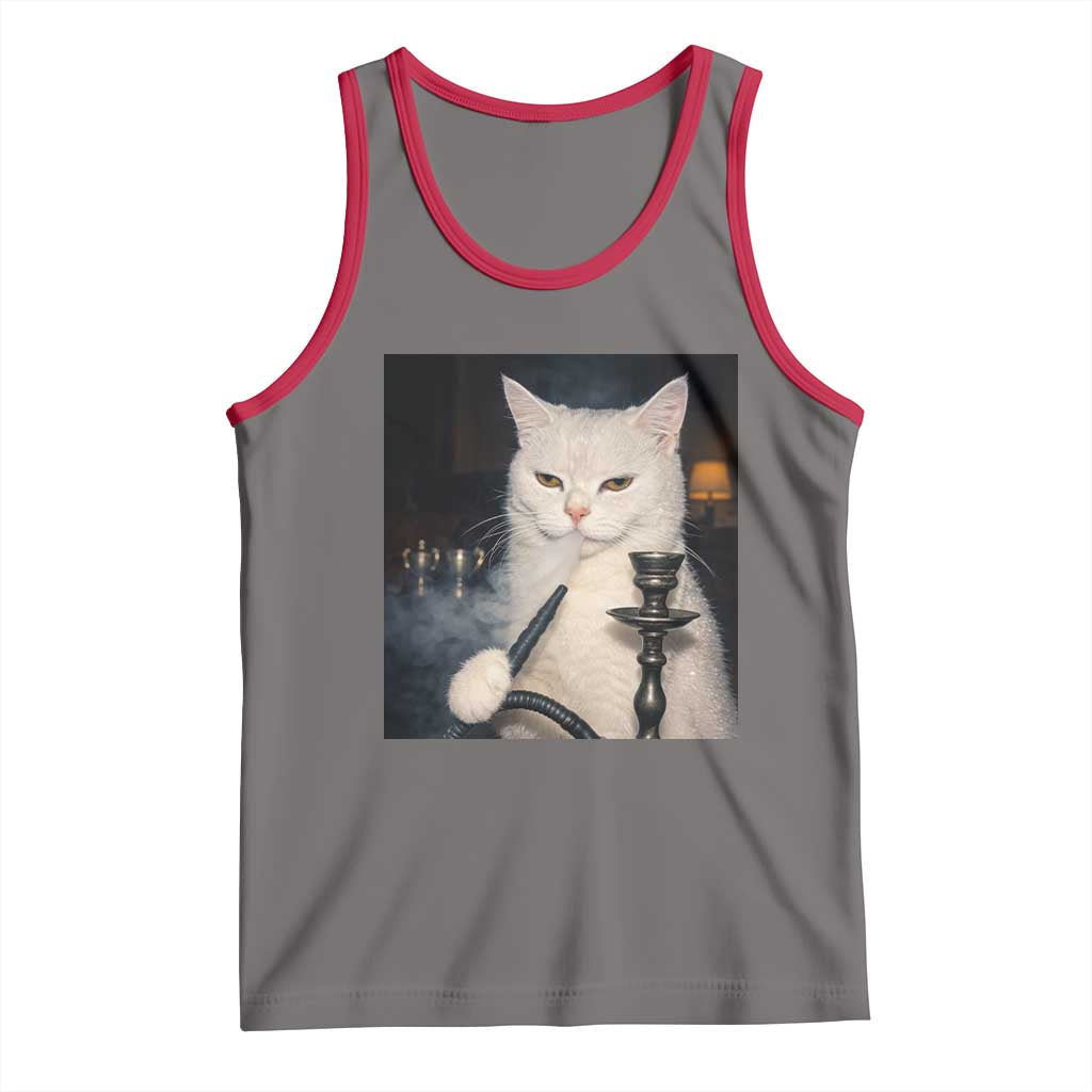 Funny Stoner Cat Tank Top 420 Stoner Smoking Cat Cannabis Lover Meme TS14 Deep Heather Red Print Your Wear