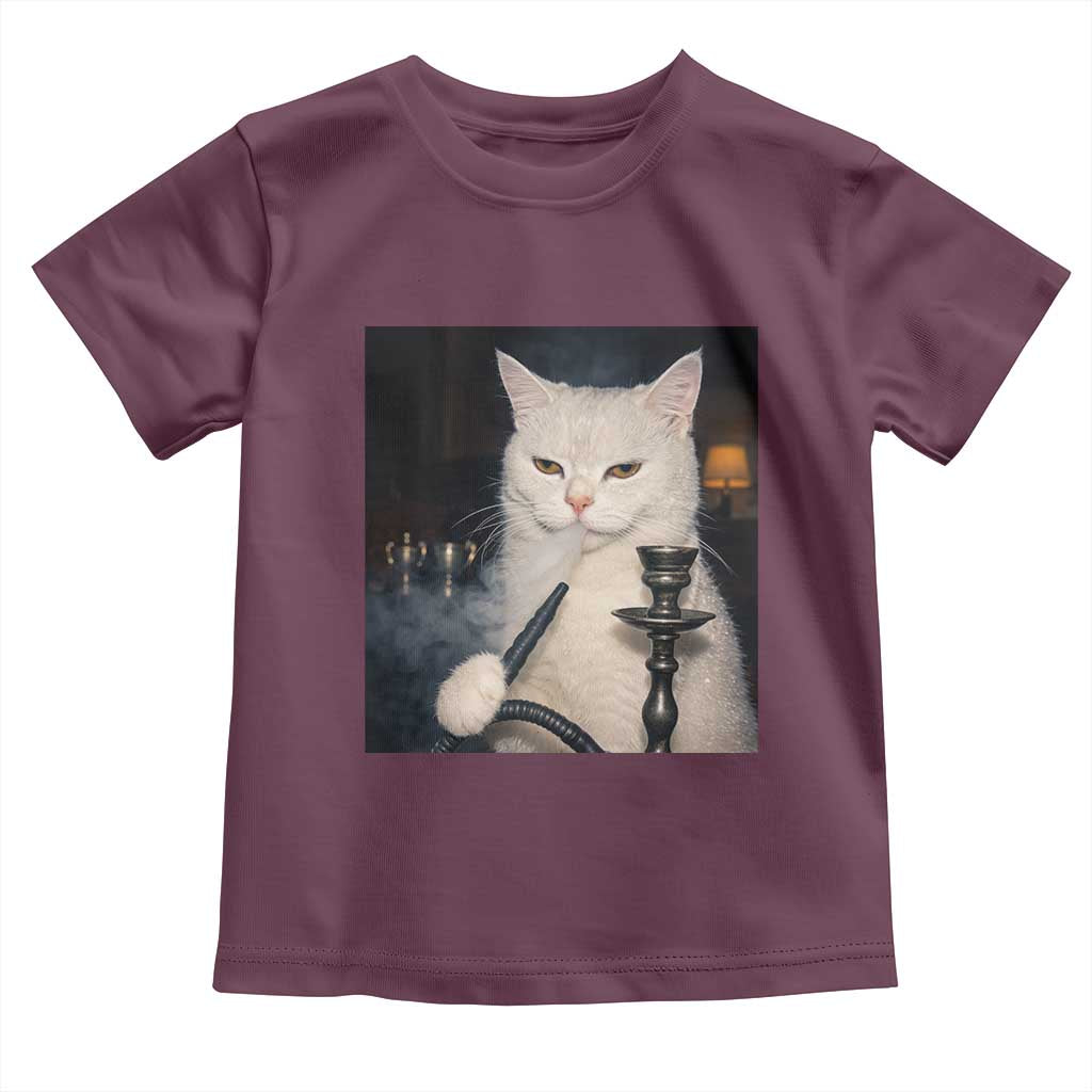 Funny Stoner Cat Toddler T Shirt 420 Stoner Smoking Cat Cannabis Lover Meme TS14 Maroon Print Your Wear