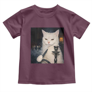 Funny Stoner Cat Toddler T Shirt 420 Stoner Smoking Cat Cannabis Lover Meme TS14 Maroon Print Your Wear