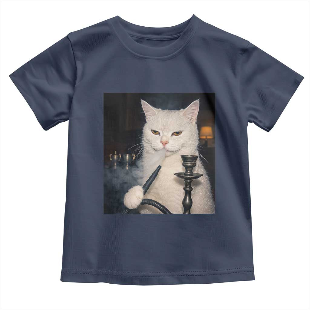 Funny Stoner Cat Toddler T Shirt 420 Stoner Smoking Cat Cannabis Lover Meme TS14 Navy Print Your Wear