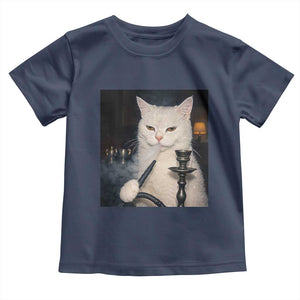 Funny Stoner Cat Toddler T Shirt 420 Stoner Smoking Cat Cannabis Lover Meme TS14 Navy Print Your Wear