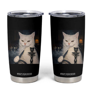 Funny Stoner Cat Tumbler Cup 420 Stoner Smoking Cat Cannabis Lover Meme TS14 Black Print Your Wear