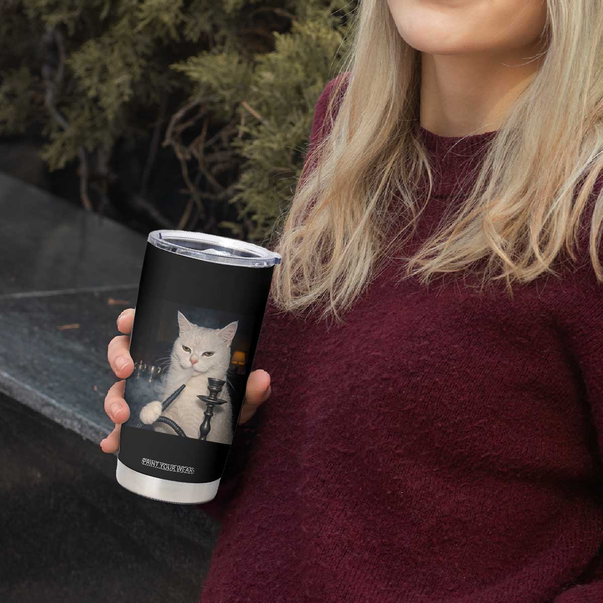 Funny Stoner Cat Tumbler Cup 420 Stoner Smoking Cat Cannabis Lover Meme TS14 Print Your Wear