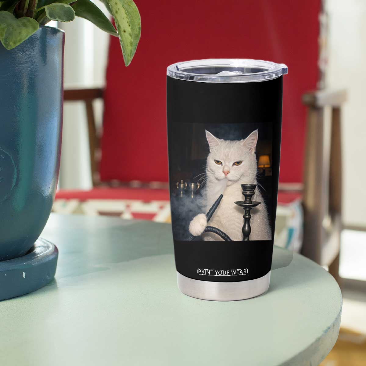 Funny Stoner Cat Tumbler Cup 420 Stoner Smoking Cat Cannabis Lover Meme TS14 Print Your Wear