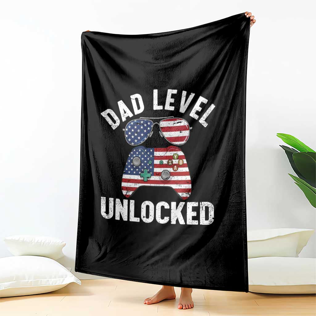 Dad Level Unlocked Throw Blanket New Dad Gamer American Flag 4th of July TS14 Print Your Wear