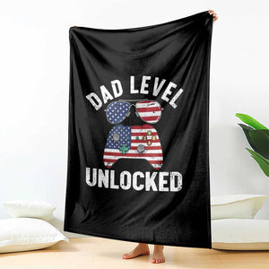 Dad Level Unlocked Throw Blanket New Dad Gamer American Flag 4th of July TS14 Print Your Wear
