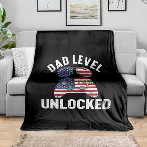 Dad Level Unlocked Throw Blanket New Dad Gamer American Flag 4th of July TS14 Print Your Wear
