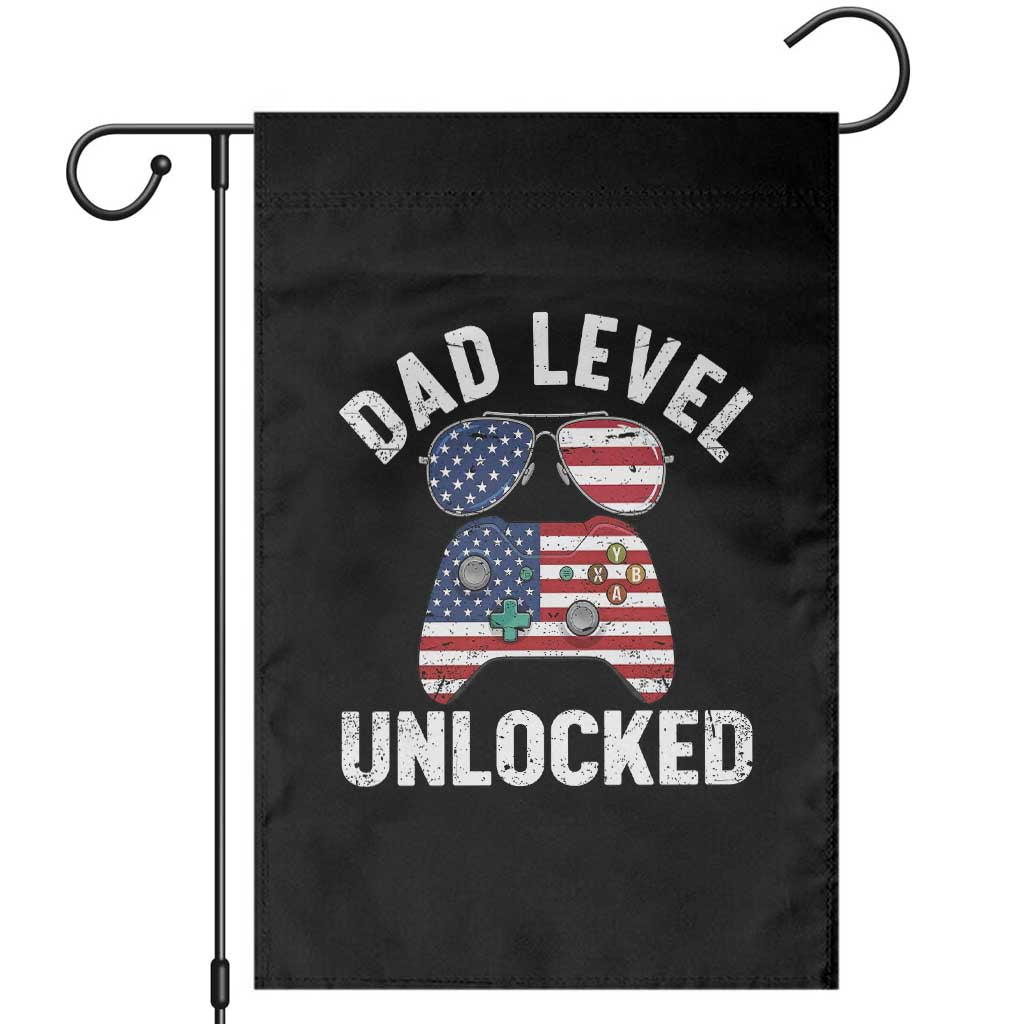 Dad Level Unlocked Garden Flag New Dad Gamer American Flag 4th of July TS14 Black Print Your Wear