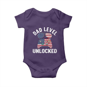 Dad Level Unlocked Baby Onesie New Dad Gamer American Flag 4th of July TS14 Purple Print Your Wear