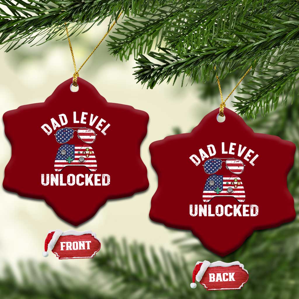 Dad Level Unlocked Ceramic Ornament New Dad Gamer American Flag 4th of July TS14 Print Your Wear