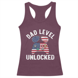 Dad Level Unlocked Racerback Tank Top New Dad Gamer American Flag 4th of July TS14 Maroon Print Your Wear