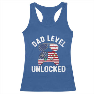 Dad Level Unlocked Racerback Tank Top New Dad Gamer American Flag 4th of July TS14 Royal Blue Print Your Wear