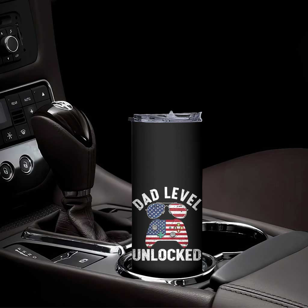 Dad Level Unlocked Skinny Tumbler New Dad Gamer American Flag 4th of July TS14 Print Your Wear