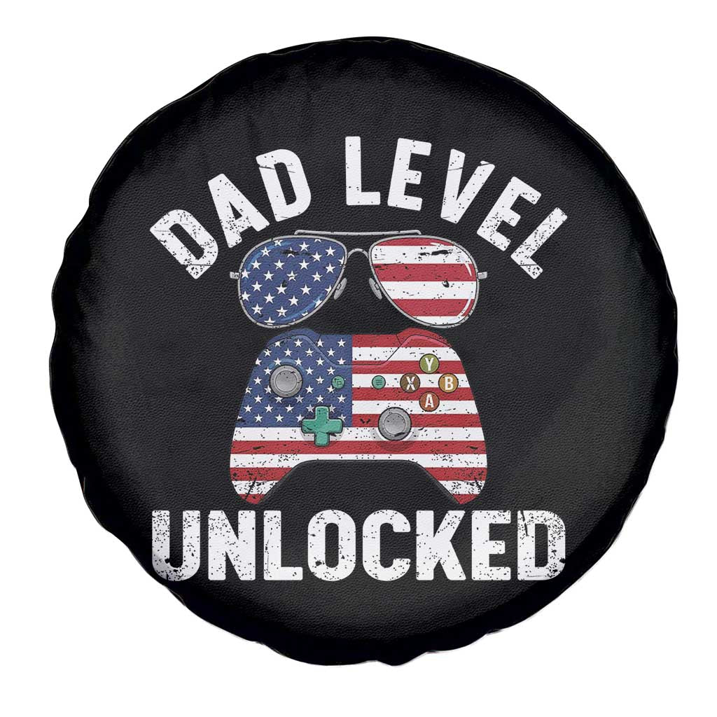 Dad Level Unlocked Spare Tire Cover New Dad Gamer American Flag 4th of July TS14 Print Your Wear