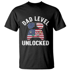 Dad Level Unlocked T Shirt New Dad Gamer American Flag 4th of July TS14 Black Print Your Wear