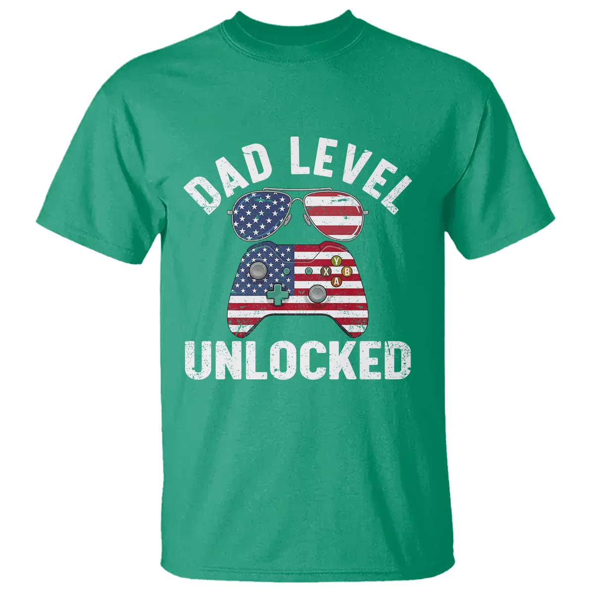 Dad Level Unlocked T Shirt New Dad Gamer American Flag 4th of July TS14 Irish Green Print Your Wear