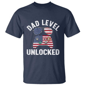 Dad Level Unlocked T Shirt New Dad Gamer American Flag 4th of July TS14 Navy Print Your Wear