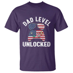 Dad Level Unlocked T Shirt New Dad Gamer American Flag 4th of July TS14 Purple Print Your Wear