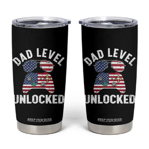 Dad Level Unlocked Tumbler Cup New Dad Gamer American Flag 4th of July TS14 Black Print Your Wear