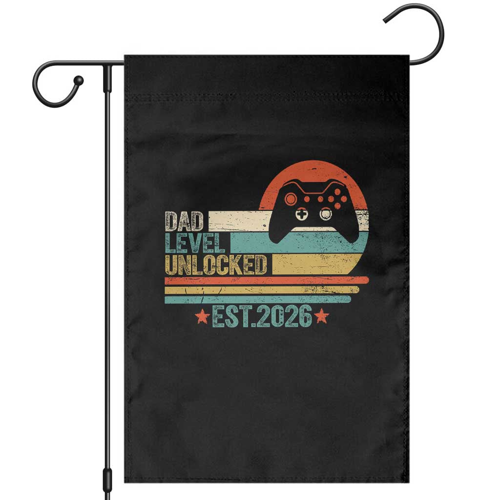 Dad Level Unlocked Garden Flag Funny New Dad Gaming Gamer 2026 TS14 Black Print Your Wear