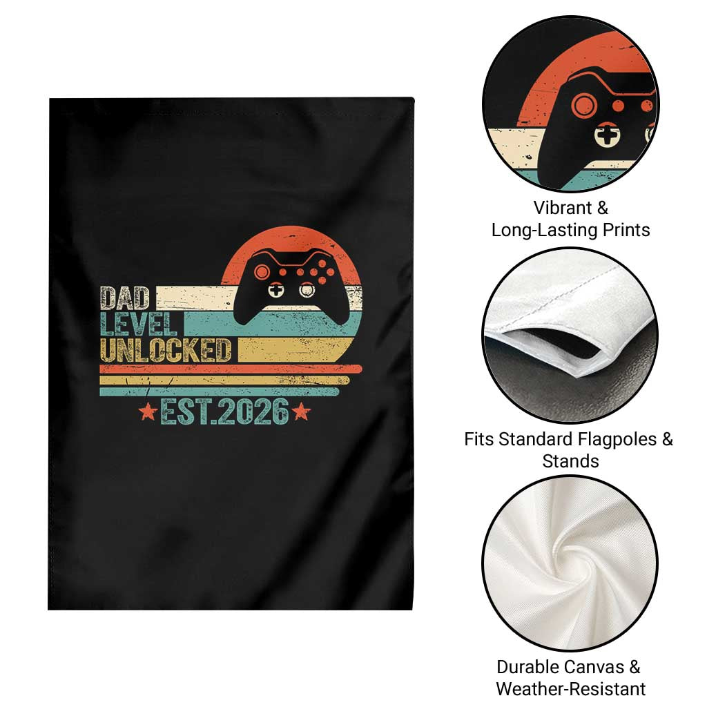 Dad Level Unlocked Garden Flag Funny New Dad Gaming Gamer 2026 TS14 Print Your Wear