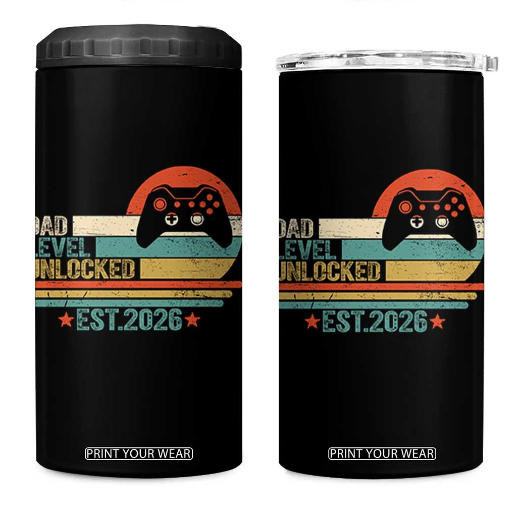Dad Level Unlocked 4 in 1 Can Cooler Tumbler Funny New Dad Gaming Gamer 2026 TS14 One Size: 16 oz Black Print Your Wear