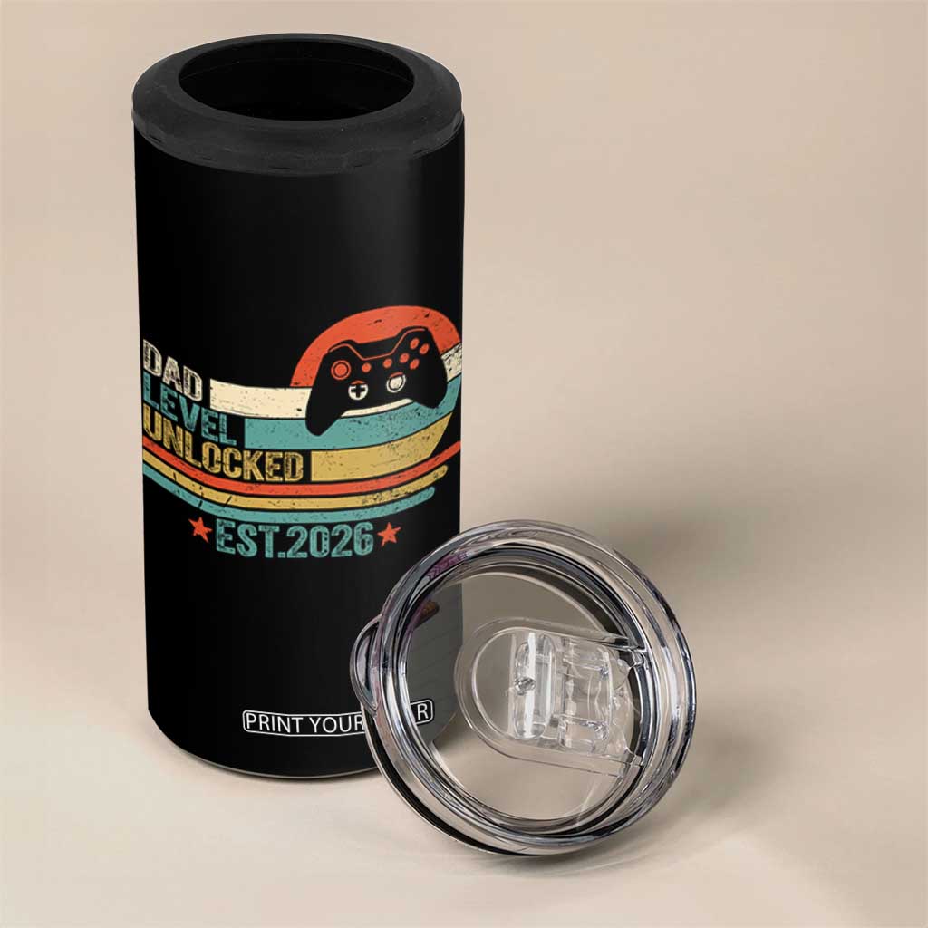 Dad Level Unlocked 4 in 1 Can Cooler Tumbler Funny New Dad Gaming Gamer 2026 TS14 Print Your Wear