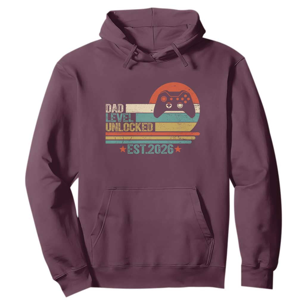 Dad Level Unlocked Hoodie Funny New Dad Gaming Gamer 2026 TS14 Maroon Print Your Wear