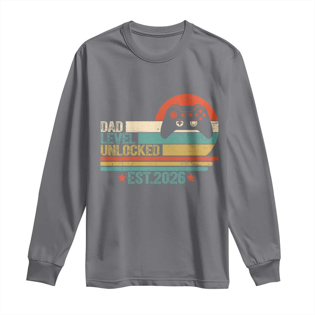 Dad Level Unlocked Long Sleeve Shirt Funny New Dad Gaming Gamer 2026 TS14 Charcoal Print Your Wear