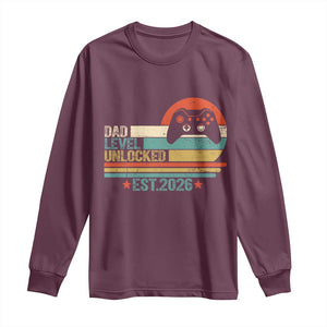 Dad Level Unlocked Long Sleeve Shirt Funny New Dad Gaming Gamer 2026 TS14 Maroon Print Your Wear