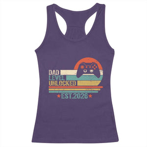 Dad Level Unlocked Racerback Tank Top Funny New Dad Gaming Gamer 2026 TS14 Purple Print Your Wear
