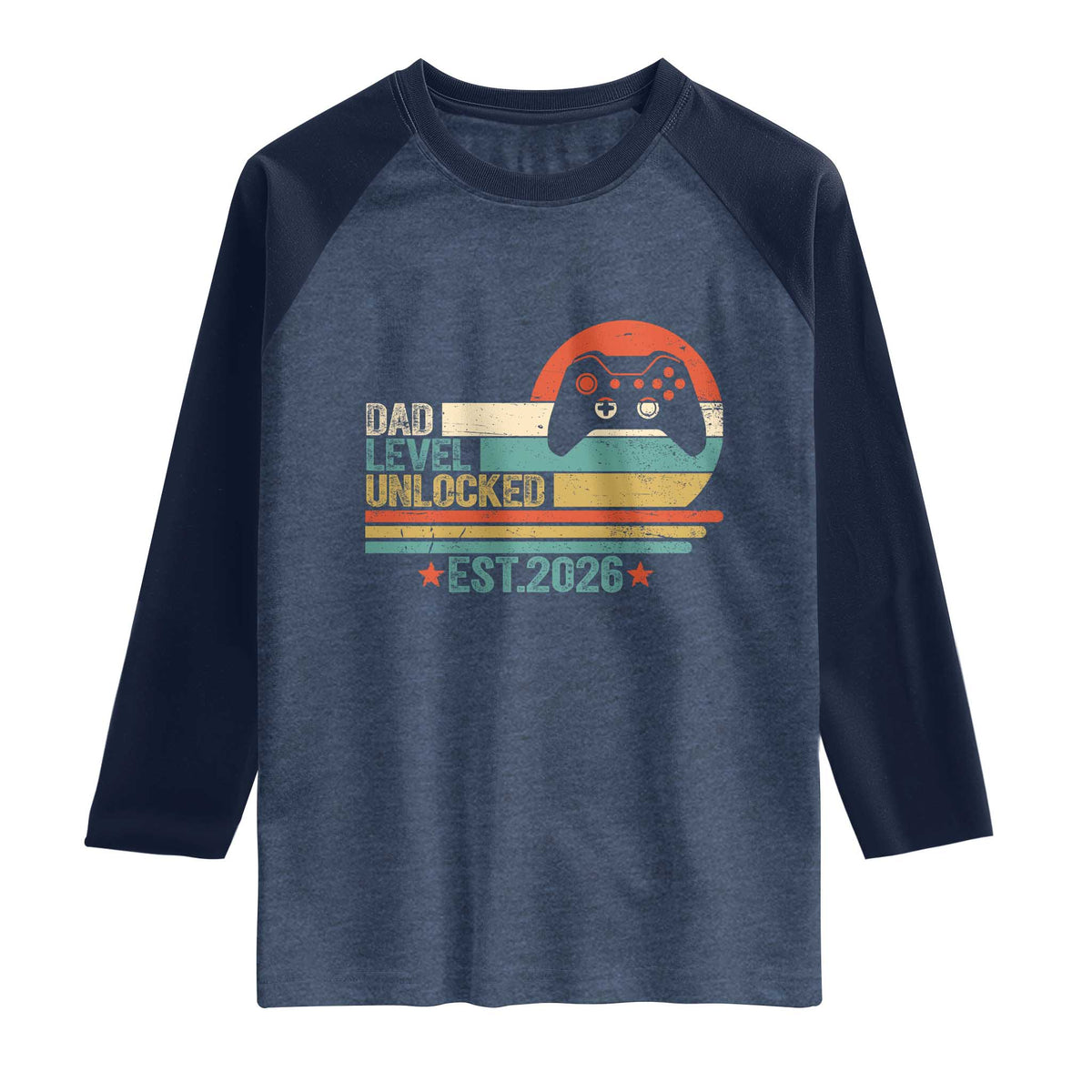 Dad Level Unlocked Raglan Shirt Funny New Dad Gaming Gamer 2026