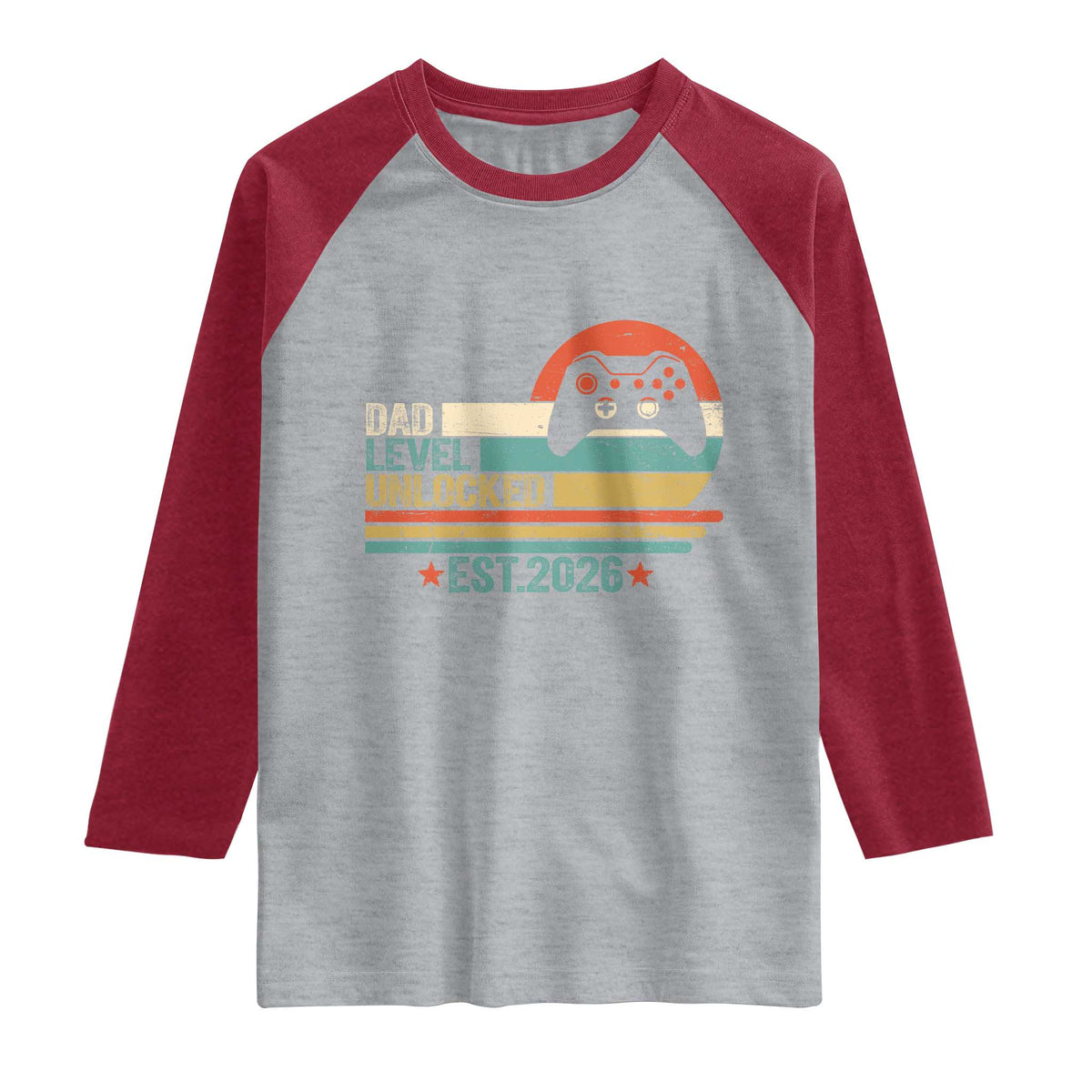 Dad Level Unlocked Raglan Shirt Funny New Dad Gaming Gamer 2026