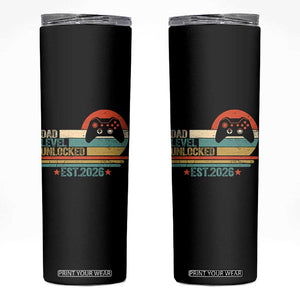 Dad Level Unlocked Skinny Tumbler Funny New Dad Gaming Gamer 2026 TS14 Black Print Your Wear