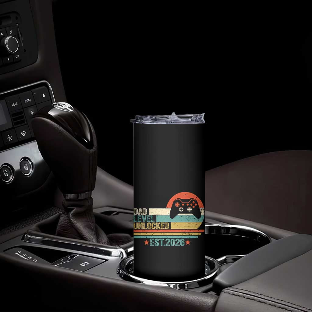Dad Level Unlocked Skinny Tumbler Funny New Dad Gaming Gamer 2026 TS14 Print Your Wear