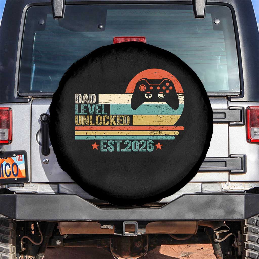 Dad Level Unlocked Spare Tire Cover Funny New Dad Gaming Gamer 2026 TS14 No hole Black Print Your Wear