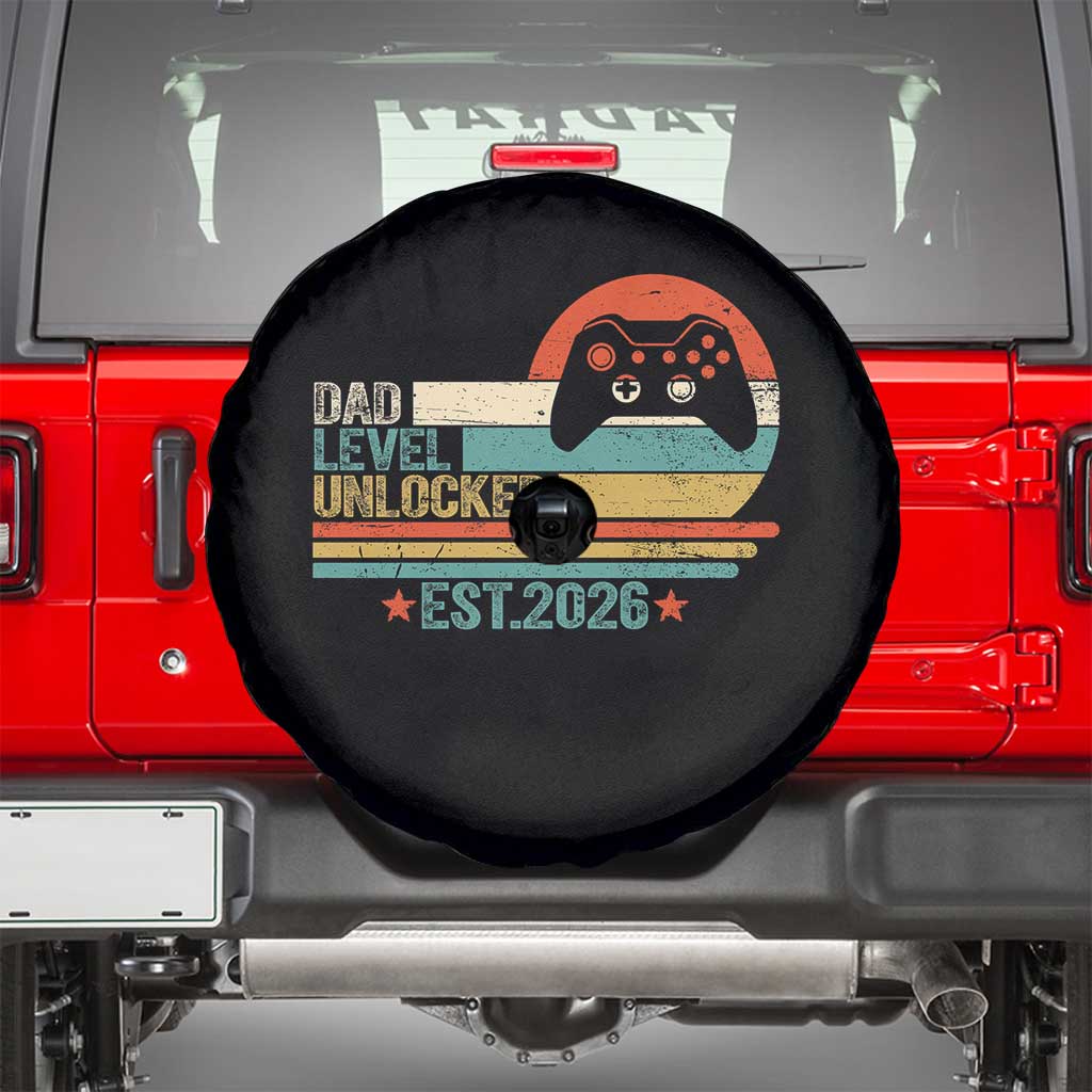 Dad Level Unlocked Spare Tire Cover Funny New Dad Gaming Gamer 2026 TS14 Black Print Your Wear