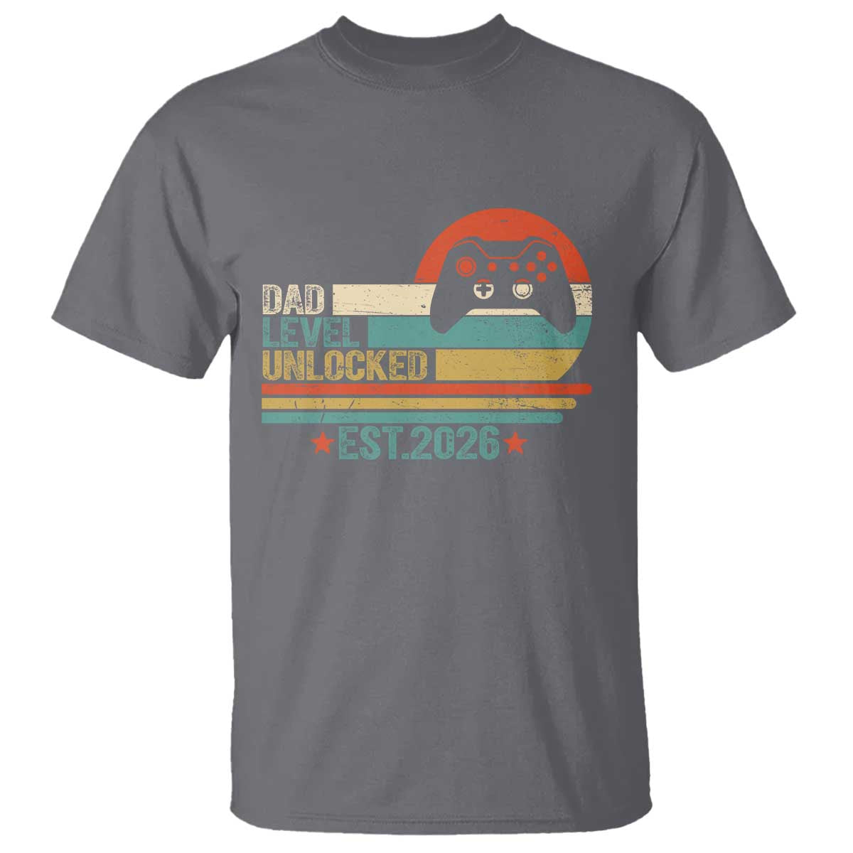 Dad Level Unlocked T Shirt Funny New Dad Gaming Gamer 2026 TS14 Charcoal Print Your Wear