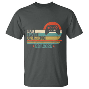 Dad Level Unlocked T Shirt Funny New Dad Gaming Gamer 2026 TS14 Dark Heather Print Your Wear