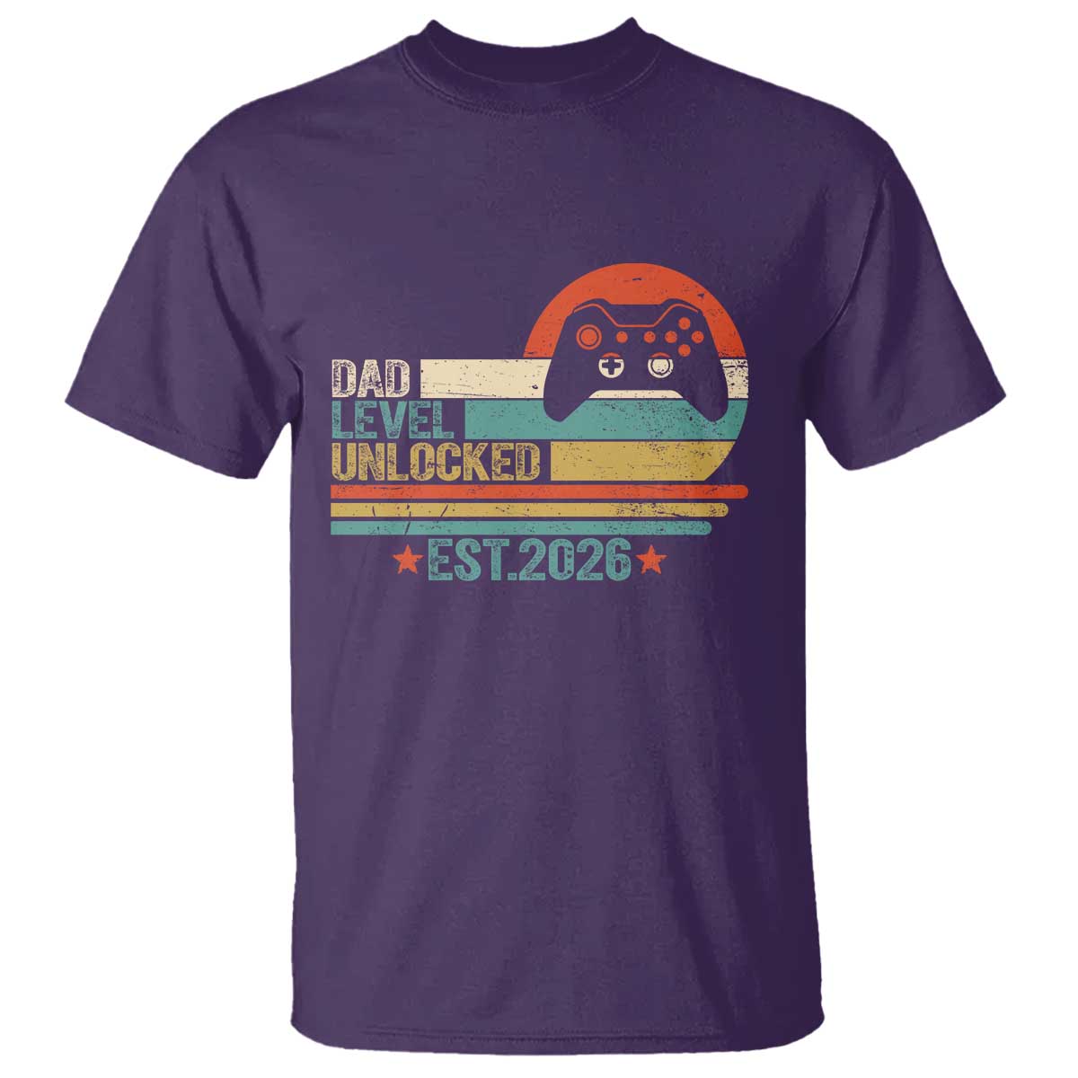 Dad Level Unlocked T Shirt Funny New Dad Gaming Gamer 2026 TS14 Purple Print Your Wear