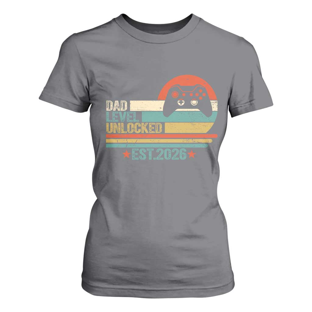 Dad Level Unlocked T Shirt For Women Funny New Dad Gaming Gamer 2026 TS14 Charcoal Print Your Wear