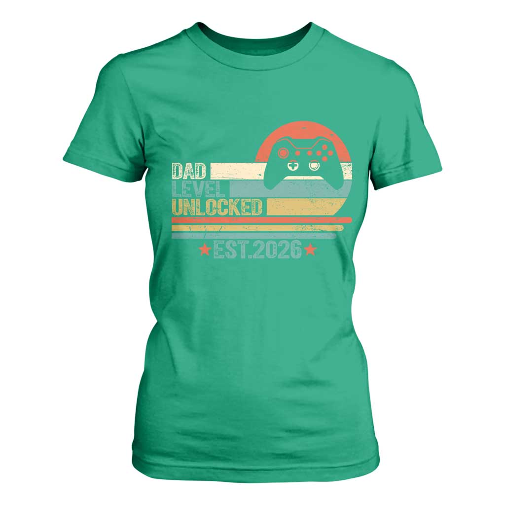 Dad Level Unlocked T Shirt For Women Funny New Dad Gaming Gamer 2026 TS14 Irish Green Print Your Wear