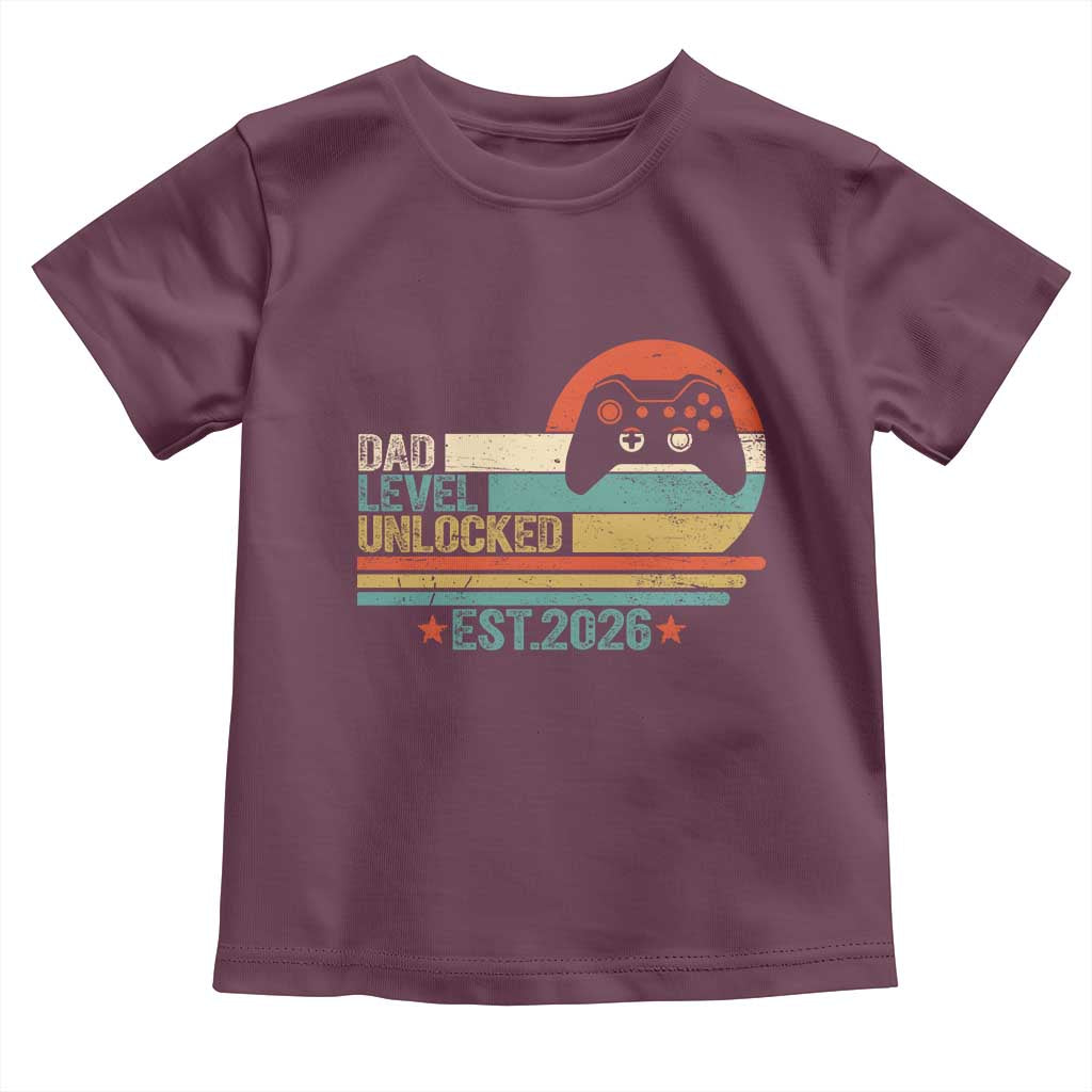Dad Level Unlocked Toddler T Shirt Funny New Dad Gaming Gamer 2026 TS14 Maroon Print Your Wear