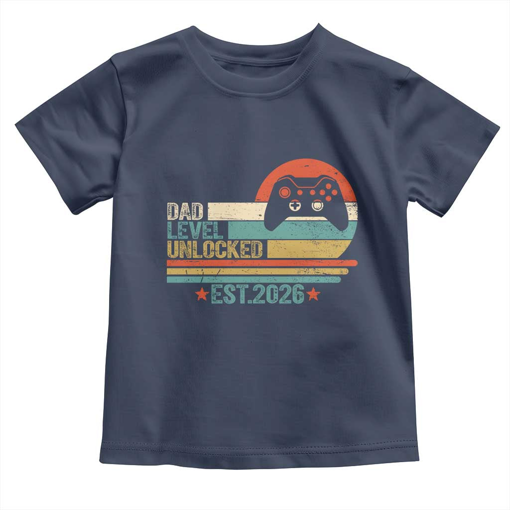 Dad Level Unlocked Toddler T Shirt Funny New Dad Gaming Gamer 2026 TS14 Navy Print Your Wear