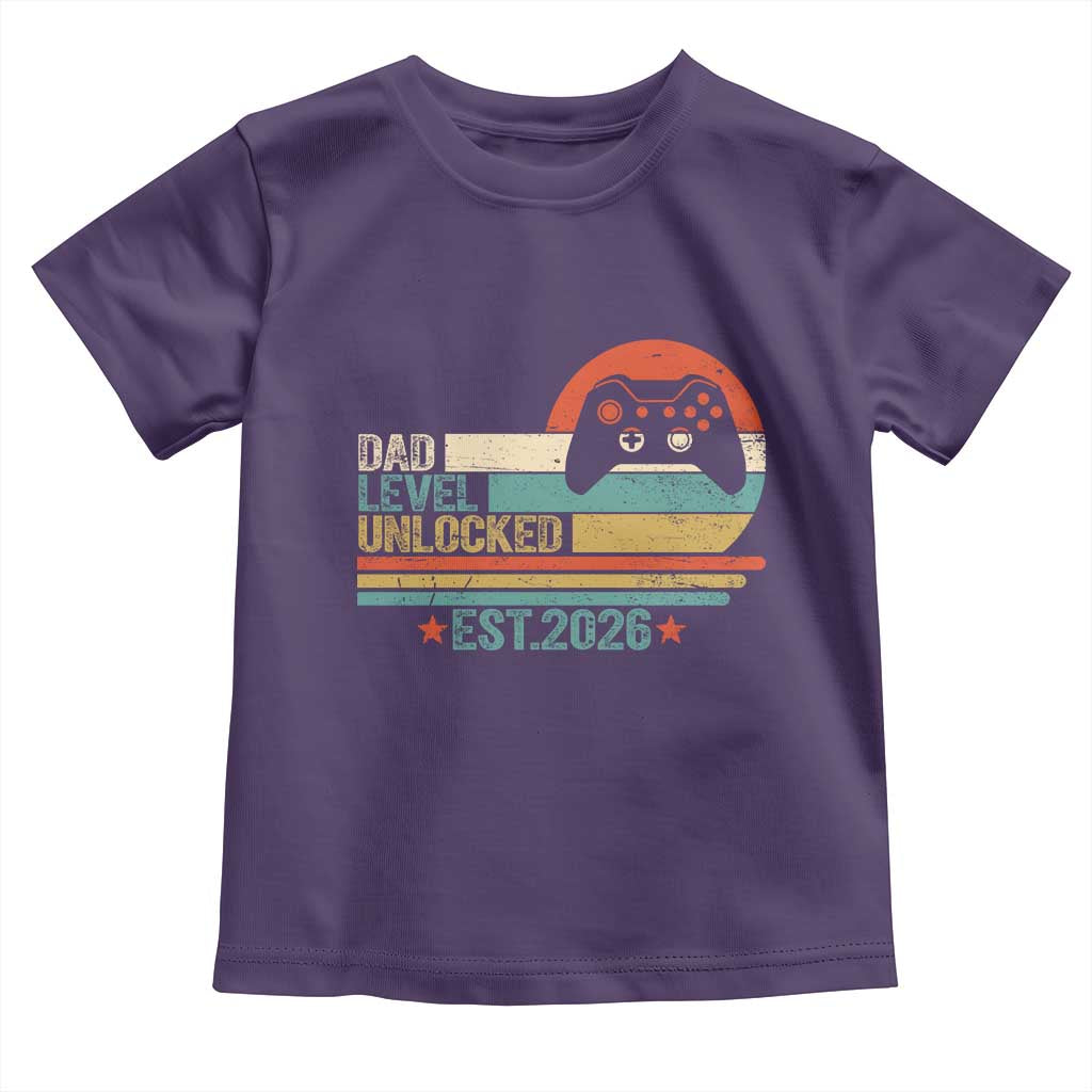 Dad Level Unlocked Toddler T Shirt Funny New Dad Gaming Gamer 2026 TS14 Purple Print Your Wear
