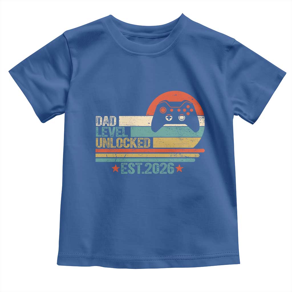 Dad Level Unlocked Toddler T Shirt Funny New Dad Gaming Gamer 2026 TS14 Royal Blue Print Your Wear