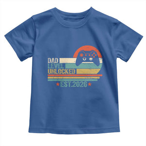 Dad Level Unlocked Toddler T Shirt Funny New Dad Gaming Gamer 2026 TS14 Royal Blue Print Your Wear